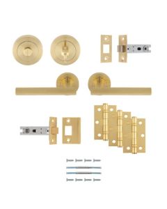 Satin BRASS Faro Bathroom Pack - Ultimate Door Pack