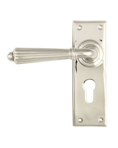 Set From the Anvil Polished Nickel Hinton Lever Euro Lock Furniture | 45325