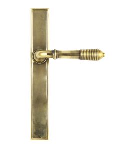 Set From the Anvil Aged Brass Slimline Reeded Lever Latch Furniture | 45419