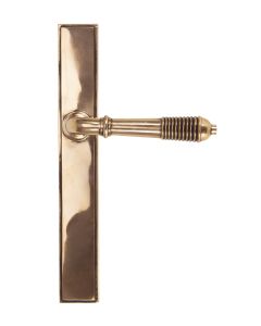 Set From the Anvil Polished Bronze Slimline Reeded Lever Latch Furniture | 45428