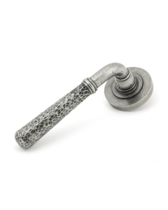 Set Pewter Hammered Newbury Lever on Plain rose | 45655
