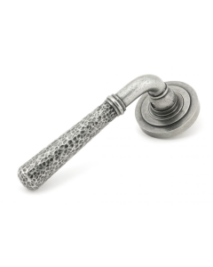 Set Pewter Hammered Newbury Lever on Art Deco rose | 45656