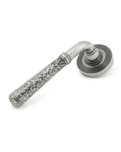 Set Pewter Hammered Newbury Lever on Beehive rose | 45657
