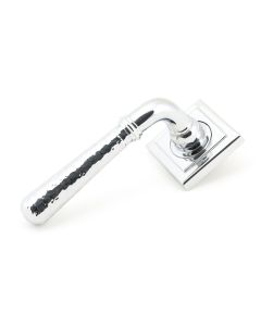 Set Polished Chrome Hammered Newbury Lever on Square rose | 46076 | 50044