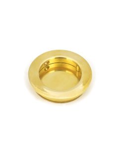Polished Brass 60mm Plain Round Flush Pull Handle | 47167
