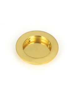 Polished Brass 75mm Plain Round Flush Pull Handle | 47168