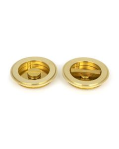 Polished Brass 75mm Art Deco Round Flush Pull Handle - Privacy | 47170