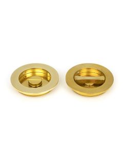 Polished Brass 75mm Plain Round Flush Pull Handle - Privacy | 47172