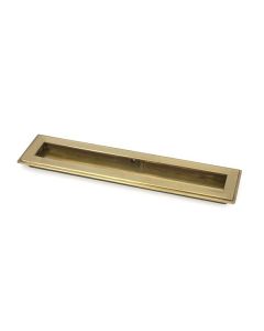 Aged Brass 250mm Art Deco Rectangular Flush Pull Handle | 48301