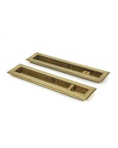 Aged Brass 250mm Art Deco Rectangular Flush Pull - Privacy | 48309