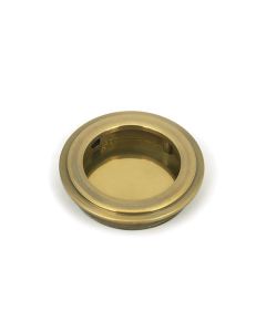 Aged Brass 60mm Art Deco Round Flush Pull Handle | 48316