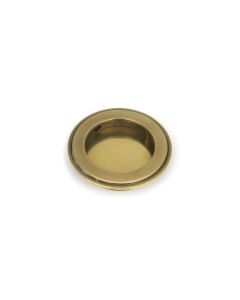 Aged Brass 75mm Art Deco Round Flush Pull Handle | 48317