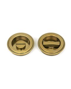Aged Brass 60mm Art Deco Round Flush Pull Handle - Privacy | 48324