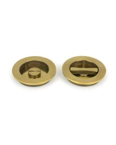 Aged Brass 75mm Art Deco Round Flush Pull Handle - Privacy | 48325