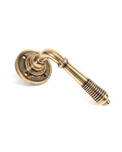 Aged Brass Reeded Lever on rose | 50086