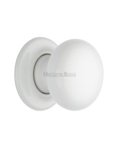 Heritage Brass Porcelain Plain White Porcelain Door Knob on Rose