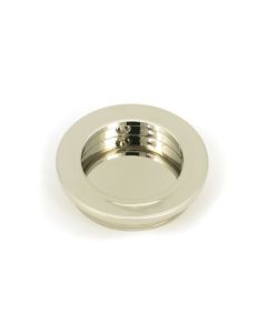 Polished Nickel 60mm Plain Round Flush Pull Handle | 50162