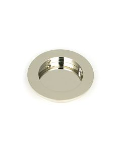 Polished Nickel 75mm Plain Round Flush Pull Handle | 50163