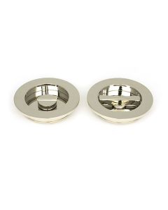 Polished Nickel 75mm Plain Round Flush Pull Handle - Privacy | 50167