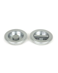 Satin Chrome 75mm Art Deco Round Flush Pull Handle - Privacy | 50649