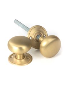 Satin Brass Mushroom Mortice/Rim Knob Set | 50901