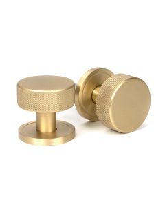 Satin Brass Brompton Mortice/Rim Knob Set (Plain) | 50908