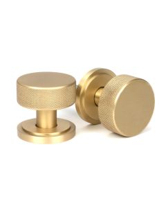 Satin Brass Brompton Mortice/Rim Knob Set (Art Deco) | 50909