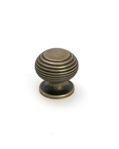 Burnished Brass Beehive Cabinet Knob 30mm