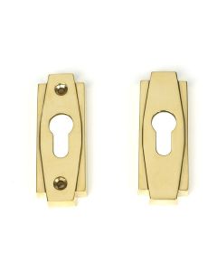 Set Polished Brass Art Deco Euro Escutcheon | 51197