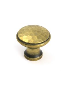 Aged Brass Hammered Cabinet Knob - Medium