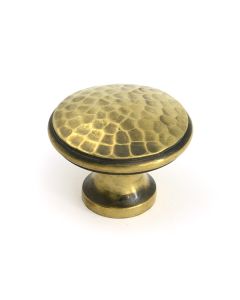 Aged Brass Hammered Cabinet Knob - Large