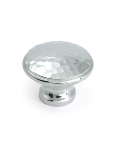 Polished Chrome Hammered Cabinet Knob - Large