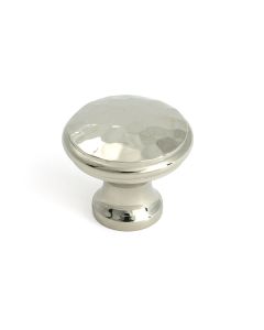 Polished Nickel Hammered Cabinet Knob - Medium