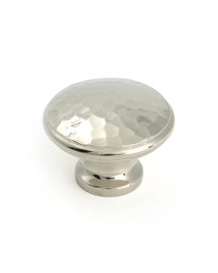 Polished Nickel Hammered Cabinet Knob - Large