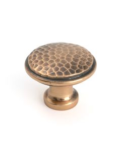 Polished Bronze Hammered Cabinet Knob - Large