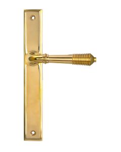 Polished Brass Reeded Slimline Lever Latch Set | 52425