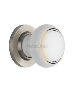 Heritage Brass Satin Nickel Gold Line Door Knob on Rose