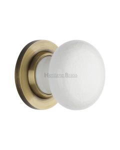 Heritage Brass Antique Brass White Crackle Knob