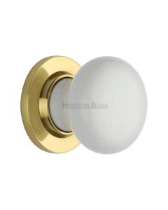 Heritage Brass Polished Brass White Crackle Knob