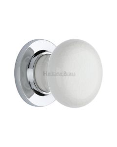 Heritage Brass Polished Chrome White Crackle Knob