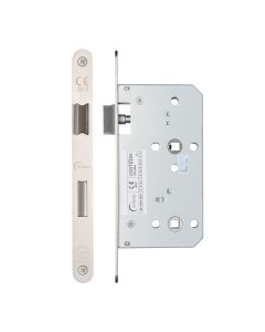 Ultimate Satin Stainless Steel 55mm DIN Bathroom Lock - Radius | IXL7855WCSSS/R