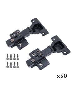 Pack of 50 Pairs Black Full Overlay Adj. Cabinet Hinge 105 Degree (Soft Close)