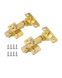 Pair Satin Brass Full Overlay Adjustable Cabinet Hinge 105 Degree (Soft Close)