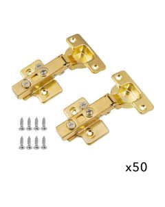 Pack of 50 Pairs Satin Brass Full Overlay Adj. Cabinet Hinge 105 Degree (Soft Close)