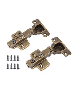 Pair Aged Brass Full Overlay Adjustable Cabinet Hinge 105 Degree (Soft Close)