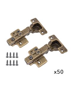 Pack of 50 Pairs Aged Brass Full Overlay Adj. Cabinet Hinge 105 Degree (Soft Close)