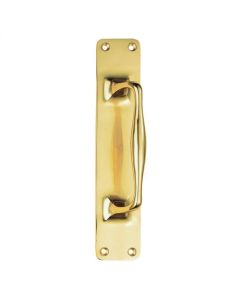 297 x 58mm Polished Brass Cast Pull Handle on plate | AA95PB