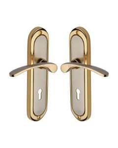 Heritage Brass Jupiter Split Finish Ambassador Door Handle on Plate - Lever Lock