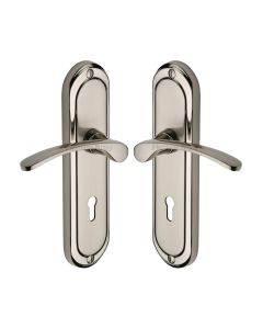 Heritage Brass Mercury Split Finish Ambassador Door Handle on Plate - Lever Lock