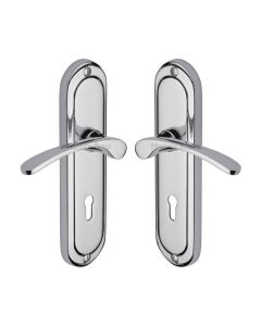 Heritage Brass Polished Chrome Ambassador Door Handle on Plate - Lever Lock